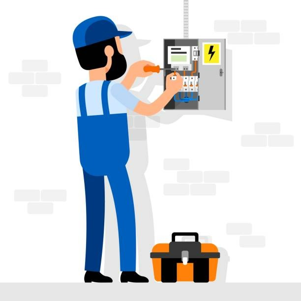 Professional electrician working